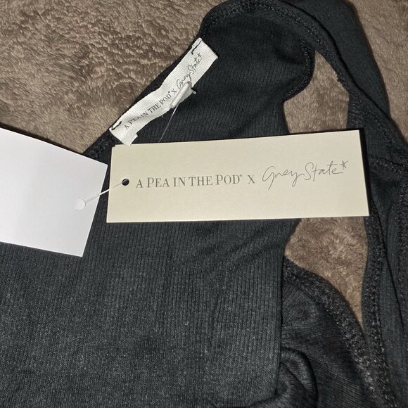 NWT A Pea In The Pod Grey State Ribbed Maternity Bodysuit Black Large - Picture 9 of 14